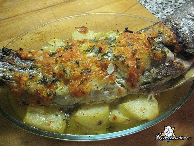 Corvina con hortalizas