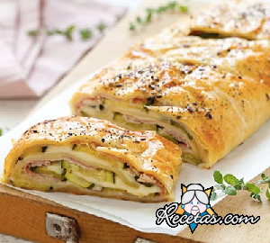 Arrollado de calabacín y jamón