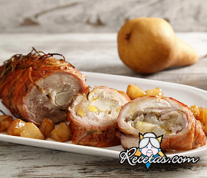 Arrollado de cerdo con peras