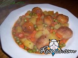 Bifes con colchon de verduras