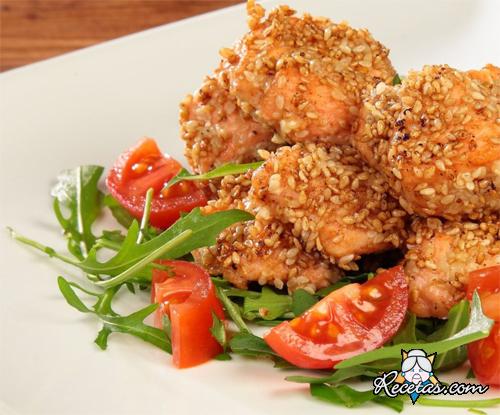Bocaditos de salmón al sésamo