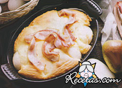 Budin de peras y panceta