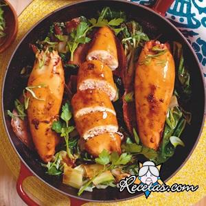 Calamares rellenos a la cerveza