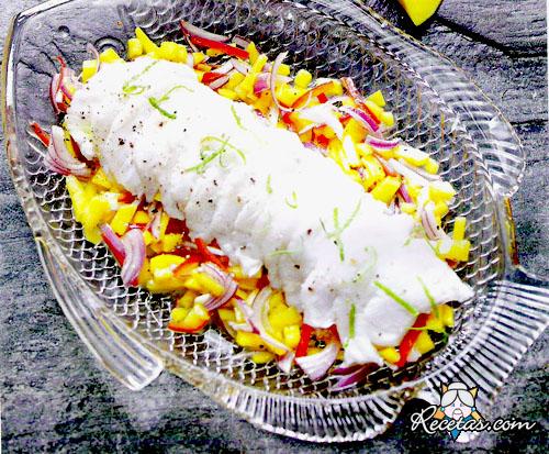 Ceviche con salsa de mango