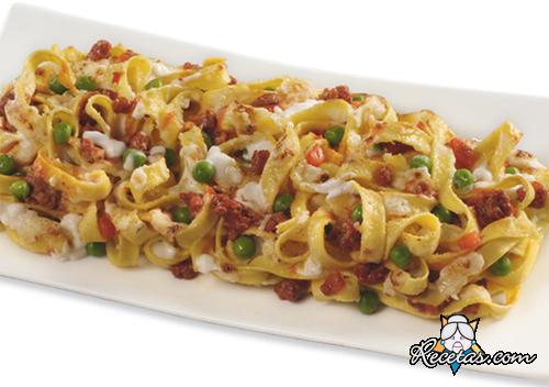 Cintas con setas y guisantes