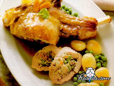 Costillas rellenas con guisantes