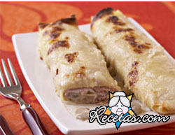 Crepes rellenos con champiñones