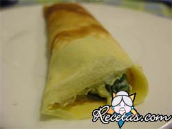 Crepes de espinacas acarameladas