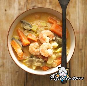 Curry rojo con gambas