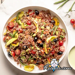 Ensalada de arroz con verduras asadas