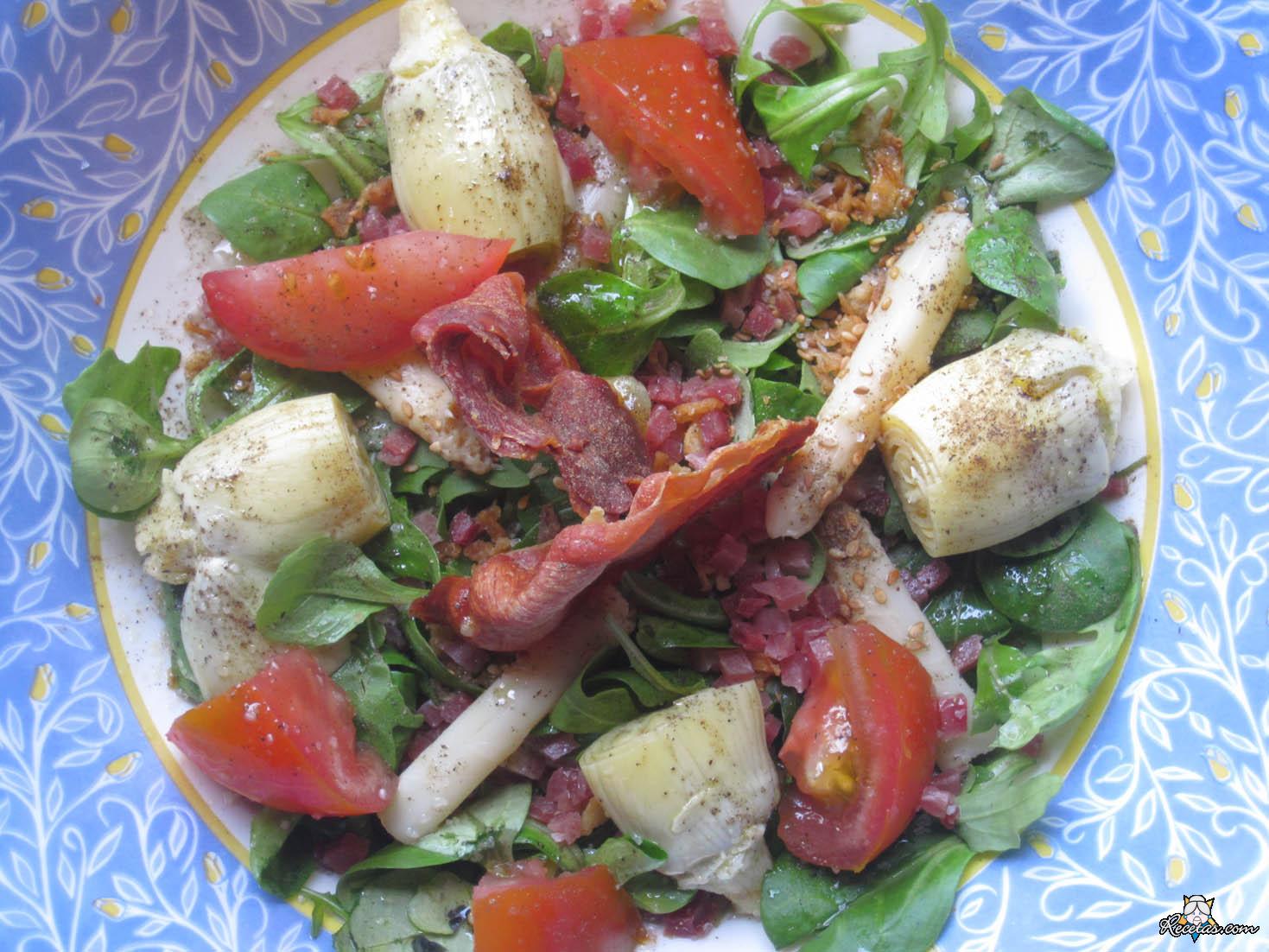 Ensalada de canónigos y jamón serrano