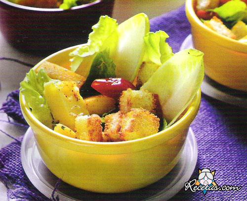 Ensalada de verdes con morrones asados