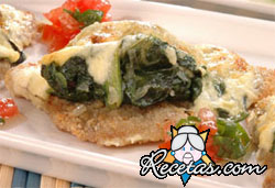 Escalopes de pavita con espinacas gratinadas