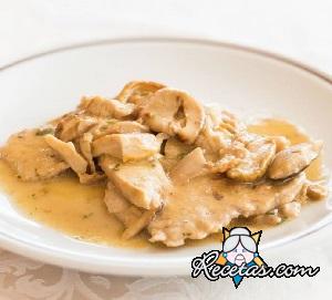 Escalopes de pollo con setas