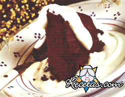 Esponja de chocolate con salsa de vainilla