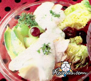 Fuente de ave y frutas