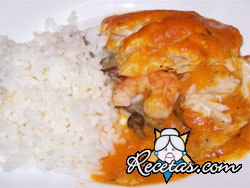 Gambas en salsa de arroz