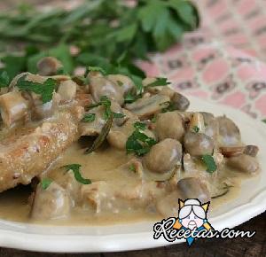 Hamburguesas de pollo con setas