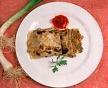 Lasaña con puerros y lentejas