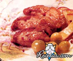 Mollejas con manzanas a la sidra