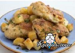 Alitas de pollo y patatas sabrosas