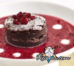 Brownies en coulis de granada