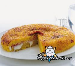 Budín de arroz amarillo gratinado