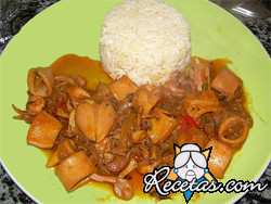 Calamares con arroz en microondas