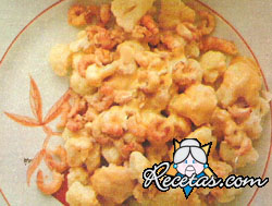 Coliflor con camarones