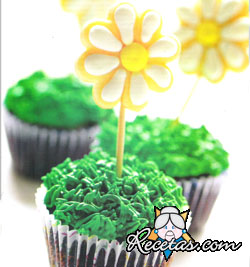 Cupcakes de chocolate con margaritas