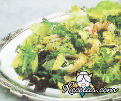 Ensalada fresca de langostinos, paltas, jenjibre y pomelos