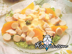 Ensalada de rape, palmito y naranja