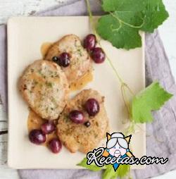 Escalopes al romero con uvas