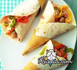 Fajitas con frijoles blancos frescos