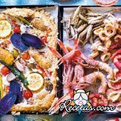 Fritura mixta de mariscos y verduras a la sal