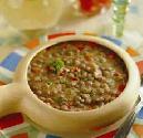 Guiso de espárragos, arvejas y lentejas
