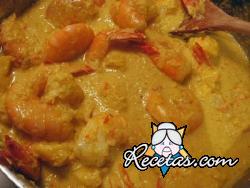 Gambas al curry y coco