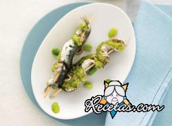 Pinchos de sardinas con habas