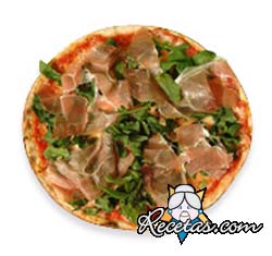 Pizza de rúcula y jamón crudo