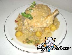 Pollo en crema de champiñones