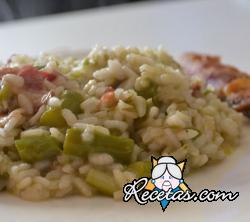 Risotto con espárragos y tocino