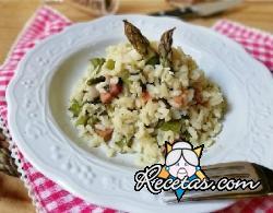 Risotto con espárragos y tocino