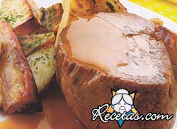 Roast beef con peras (microondas)