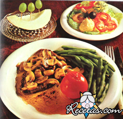 Steak con champignons