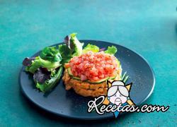 Tartare de camarones y gelatina de bisque