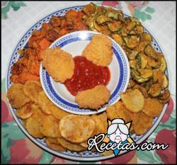 Verduras rebozadas con salsa de tomate