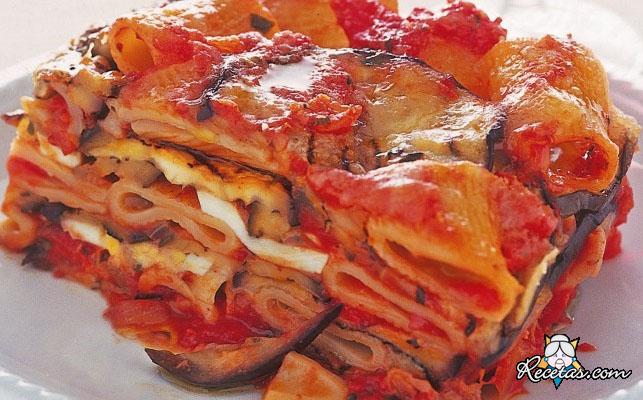 Parmesana de pasta y berenjenas