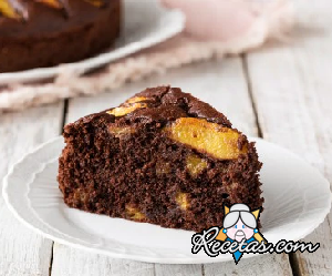 Pastel suave de durazno y chocolate