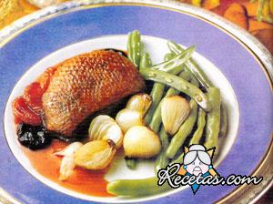 Pato con salsa de albaricoques