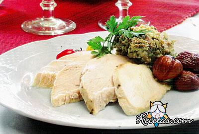 Pavita rellena con castañas